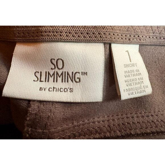 So Slimming By Chicos Womens Taupe Pants Size 1 Short Stretch Casual - Picture 5 of 8